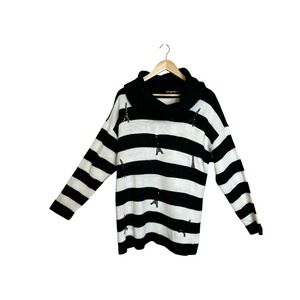 Karl Lagerfeld Paris Striped Eiffel Tower Cowl Neck Sweater Size XL